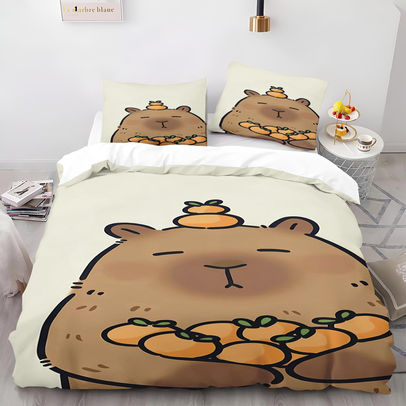 

Comforter Capybara Bedding Set Kawaii Adult Boy Girl Bedroom Decoration Children Single Double Large Size Comforter (quilt)-EU Single(135*200cm)3pcs