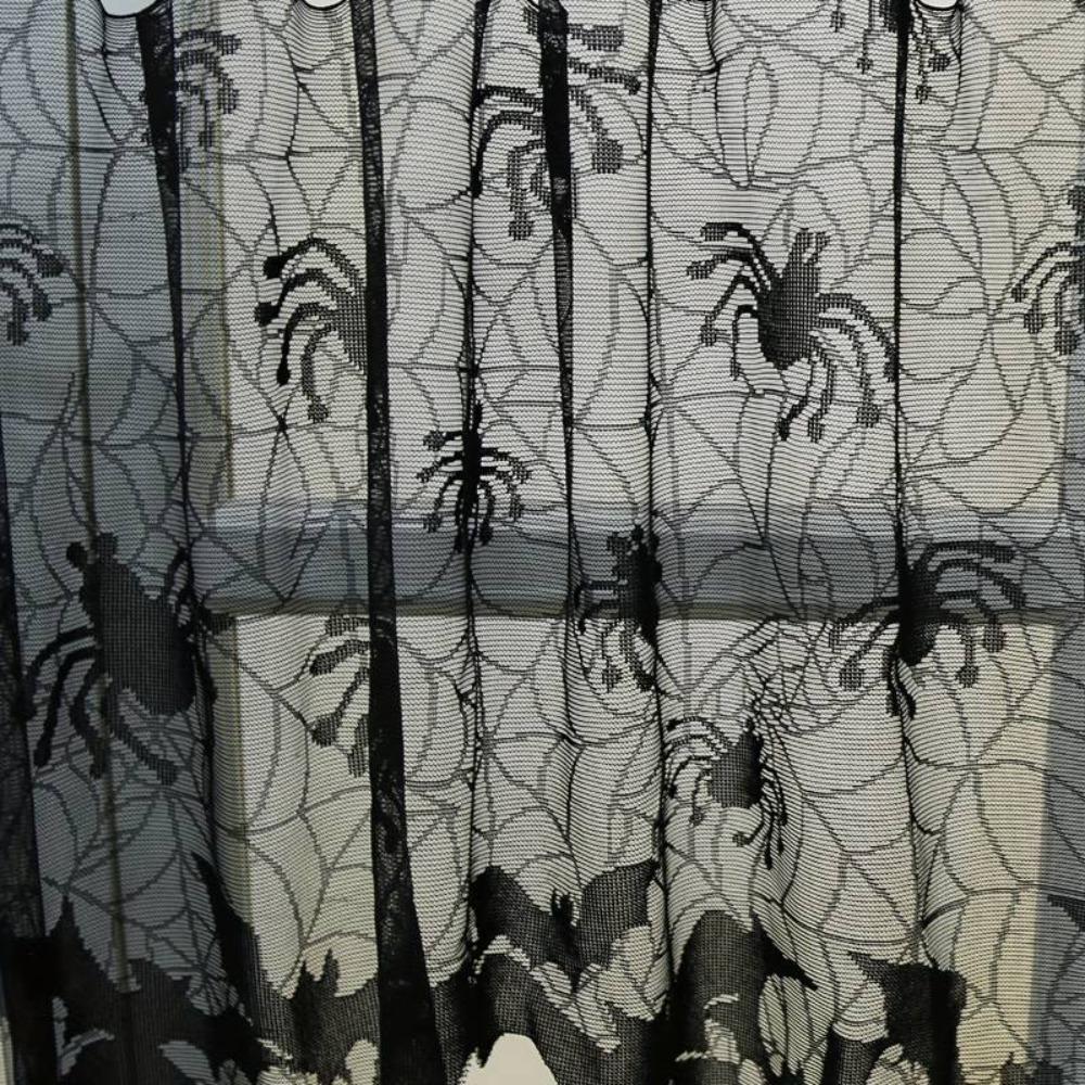 Dark Style Halloween Tablecloth Hand Washable Bat Curtain Creative Lace Curtain Door Decor