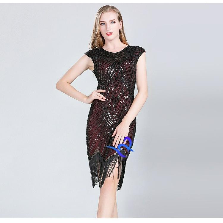 Retro Sequined Tassel Skirt Toast Dress Tassel Dress Party Dance Dance Party Dance Skirt Holiday Gift