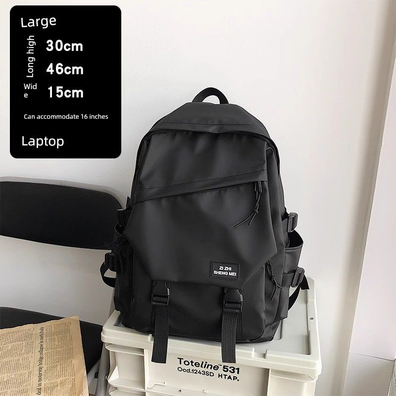 

2025 New Schoolbag College Student Large Capacity Backpack Fashion Brand Travel Computer Bag Backpack High School Student School Black + pendant