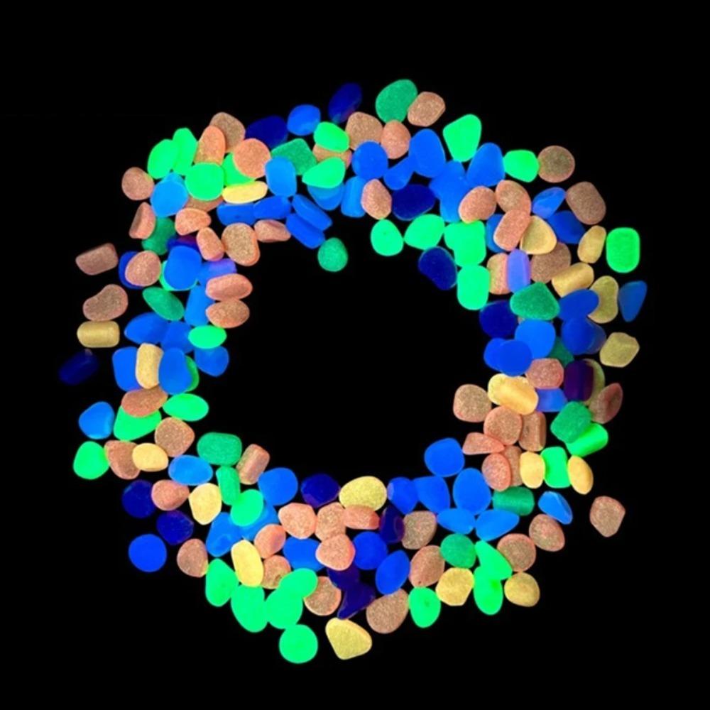 100/300/500Pcs Glow In The Dark Pebbles Resin Luminous Stones For Landscape Garden Paths Potted Plants Parks Aquarium Decoration