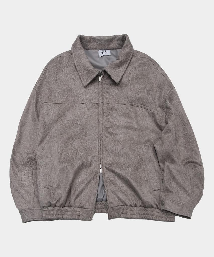 Placestudioman Minimal Suede Standard Two-Way Authentic Blouson Zip-Up Jacket [Gray]