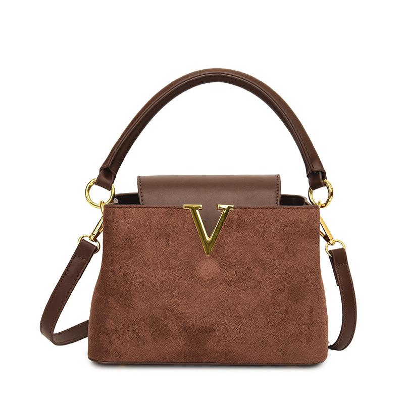 Hochwertige Textur Wildleder V-Wort 2025 Handtasche Handtasche Damen Tasche Ausländischer Stil Umhängetasche Umhängetasche