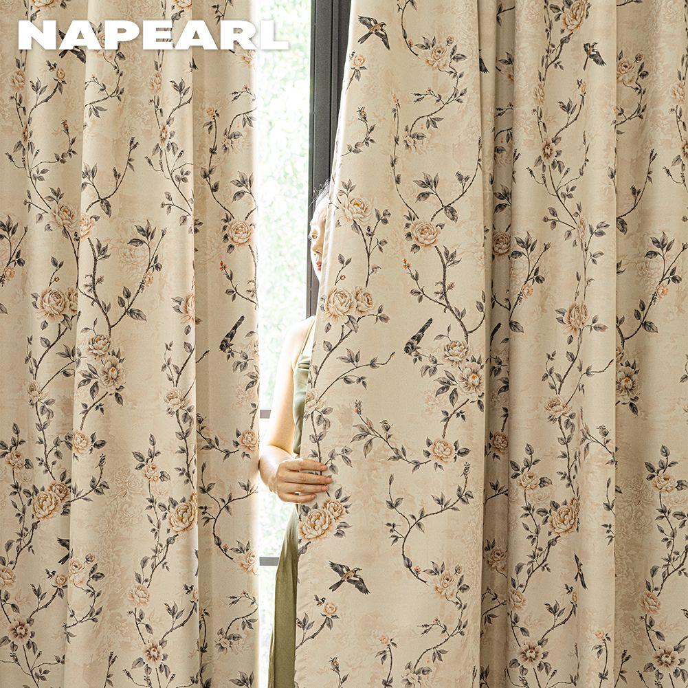1PC NAPEARL Rural Style Retro Thick Curtains High-precision Printed Blackout Curtains for Bedroom Living Room Window for Home Decor