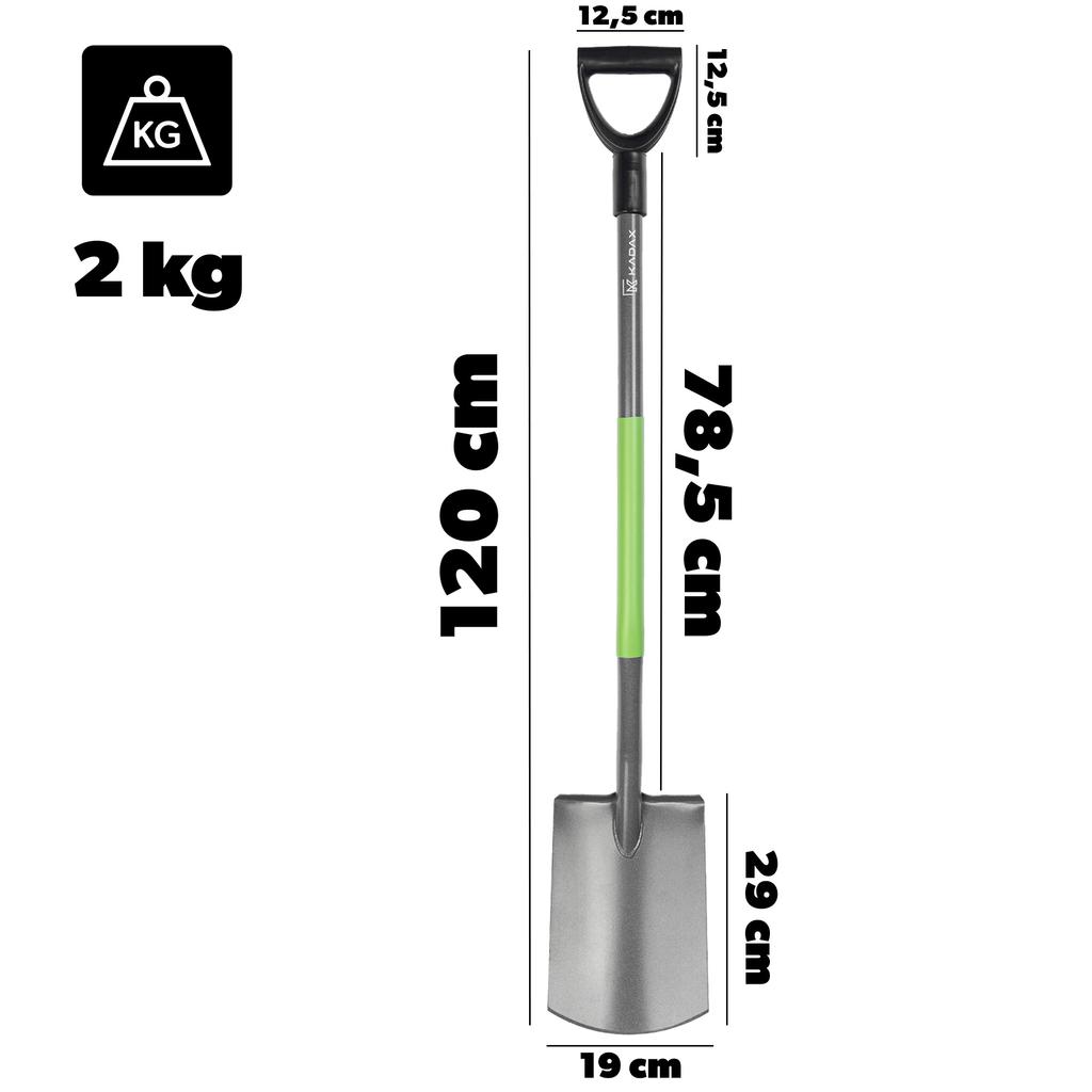 KADAX Spade Shovel Straight 120cm Metal Garden Ergonomic Solid