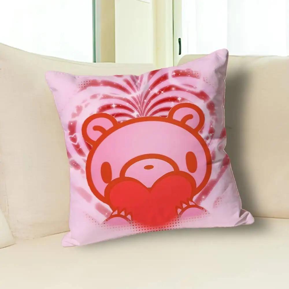 Kawaii G-Gloomys Pink Bear Pillow Cases for Bedroom Living Room Sofa Home Decor Polyester Cushion Cover with Zipper
