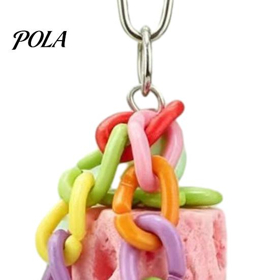 Birdcage Hanging Toy Bird Beak Grinding Stone, Parrot Chew with Colorful Chain, Cage Accessories for Budgies Cockatiels Lovebirds Conures Anxiety