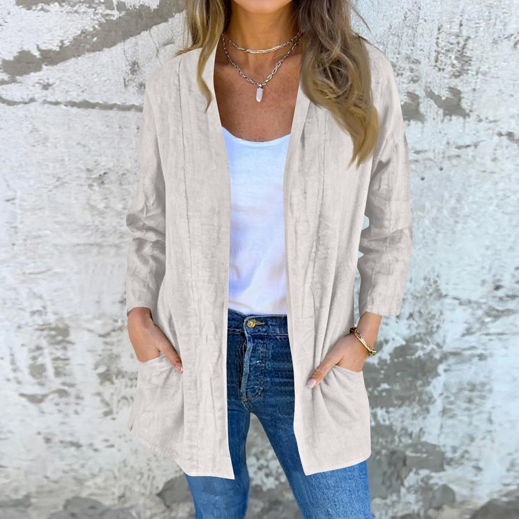 Women's Lightweight Cardigan Open Front Long Sleeve Casual Loose Thin Cardigans with Pockets