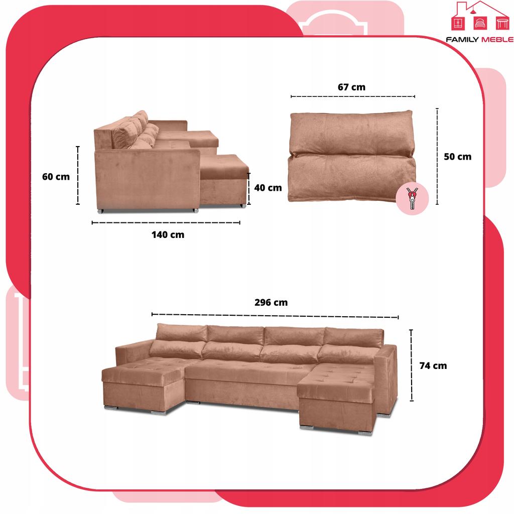 Varius BIG Corner Sofa Bed with Sleeping Containers Family Furniture Beige