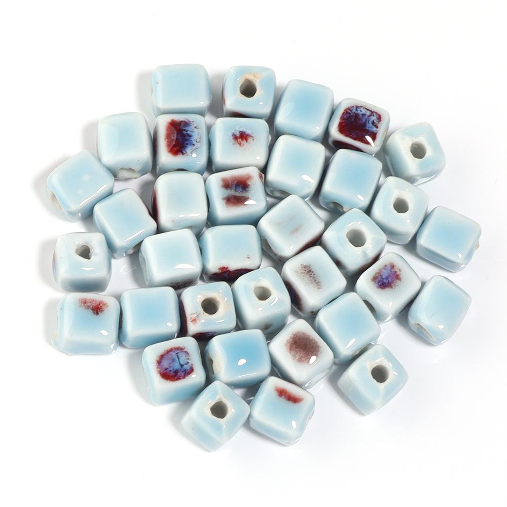 10pcs/lot Colorful Square Ceramic Beads Floral Glaze Porcelain Bead for DIY Bracelet Necklace Charms  Jewelry Making Supplies