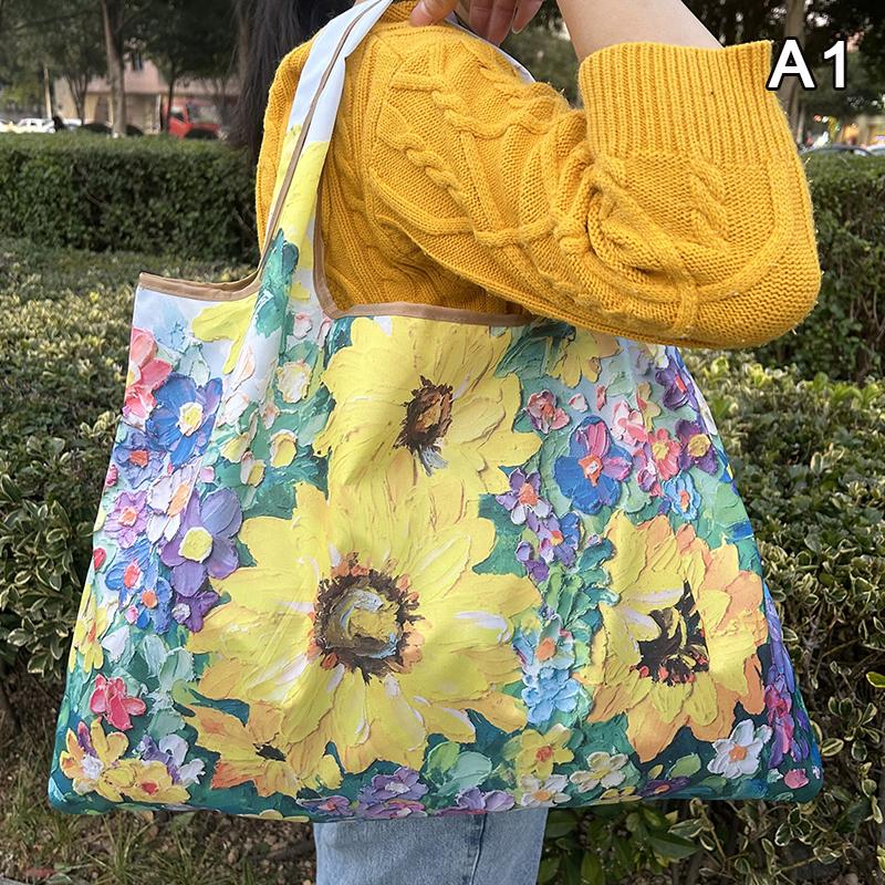 Bag Foldable Shopping Bag Reusable Grocery Storage Bag Nylon Portable Shoulder Handbag Travel Tote Bag