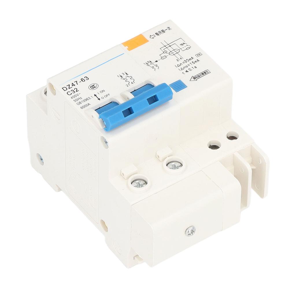 Small Circuit Breaker Ground Fault Interrupter with Protection 30mA 400V 2P+N 32A DZ4763 C32