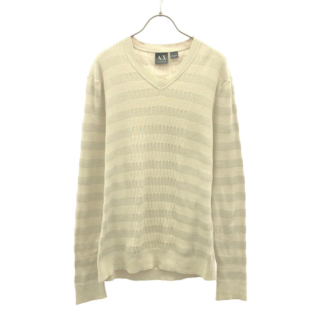 Armani Exchange Border Pattern Long Sleeve V Neck Sweater M Knit Women Used
