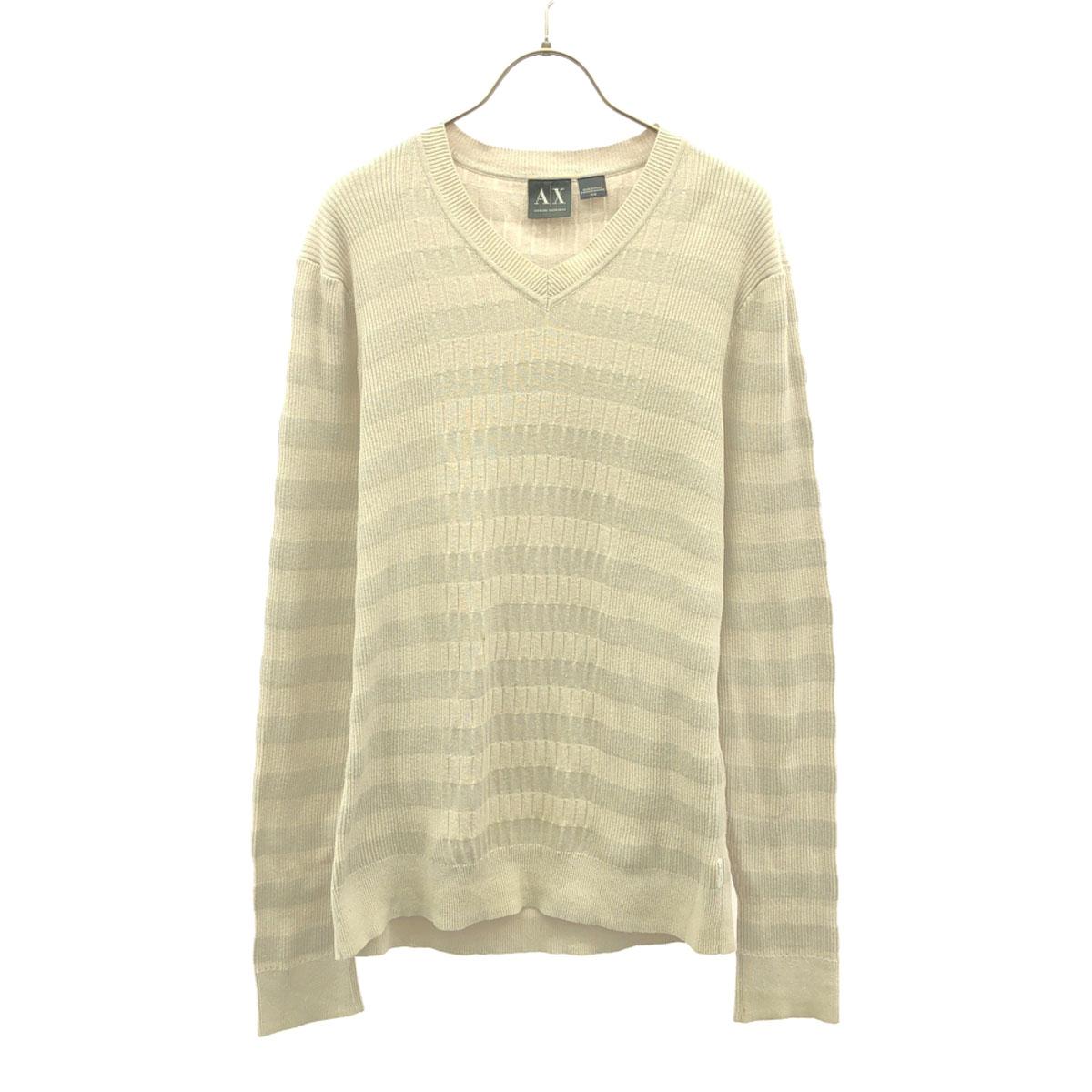 

ARMANI EXCHANGE Border Pattern Long sleeve V neck sweater M knit Women Used