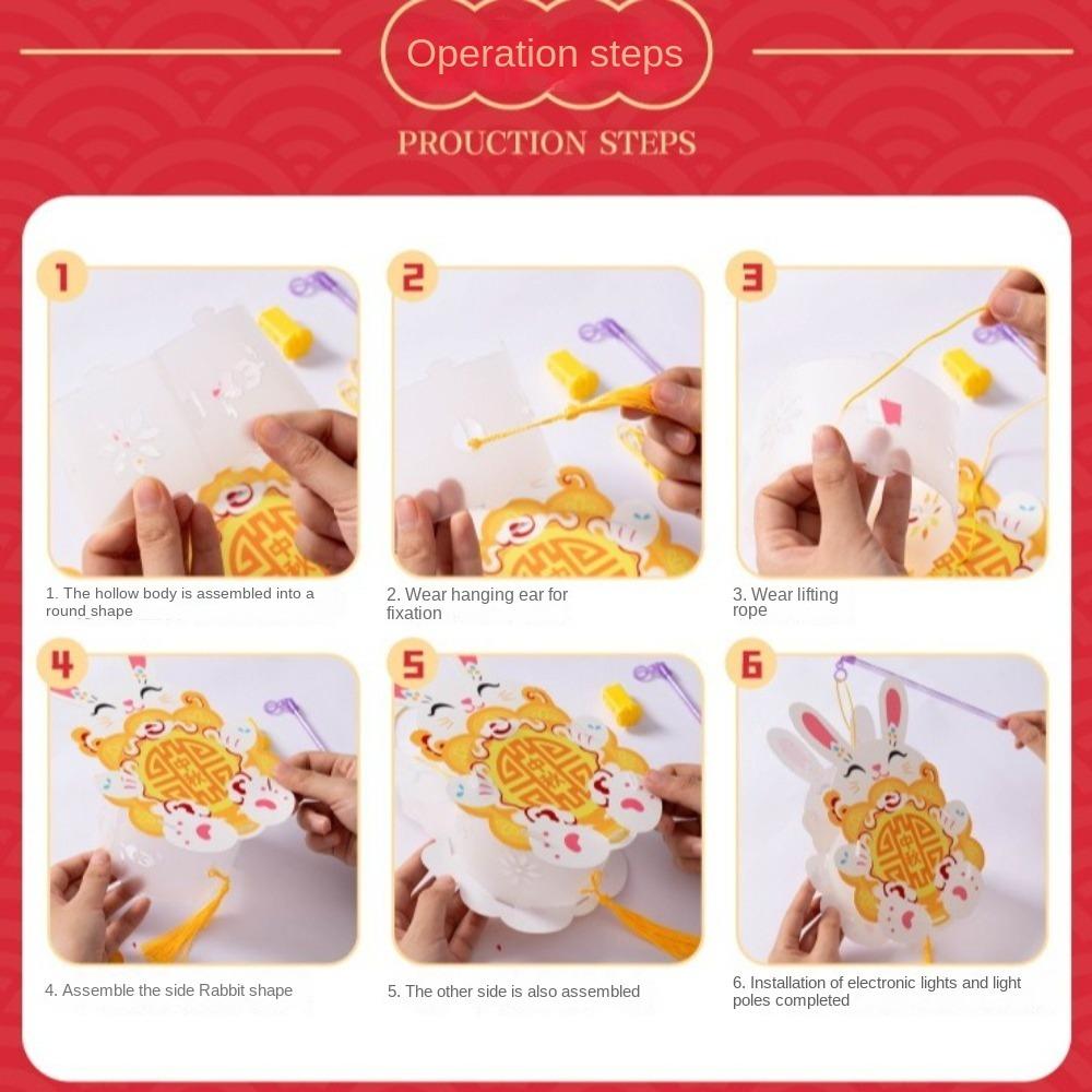 Chinese Style Handheld Rabbit Lantern Cartoon Traditional Craft Lantern Rabbit Lantern Children