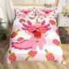 Cute Axolotl Duvet Cover Set Cartoon Watermelon Salamander Bedding Set Kawaii Ocean Sealife Comforter Cover for Girls Twin Size