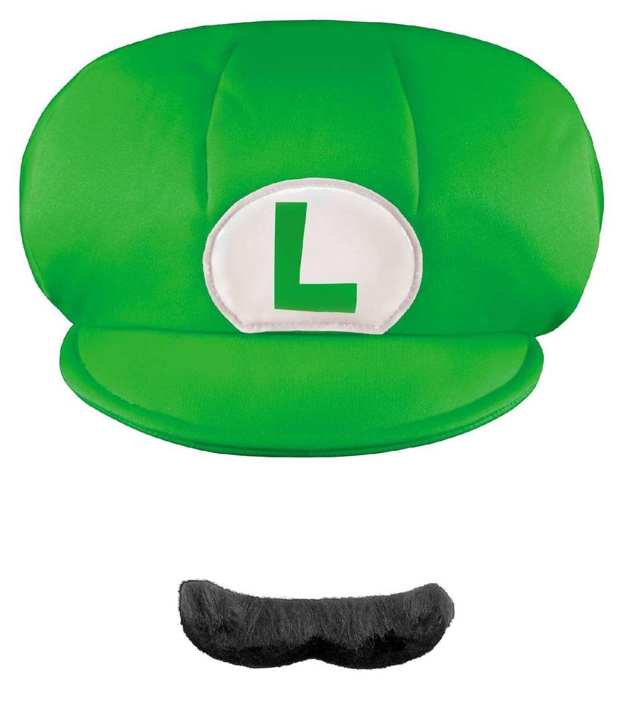 Super Mario Brothers Luigi Kids Hat Mustache Super Mario Brothers Luigi Kids Hat Mustache Halloween Christmas & & One-Size
