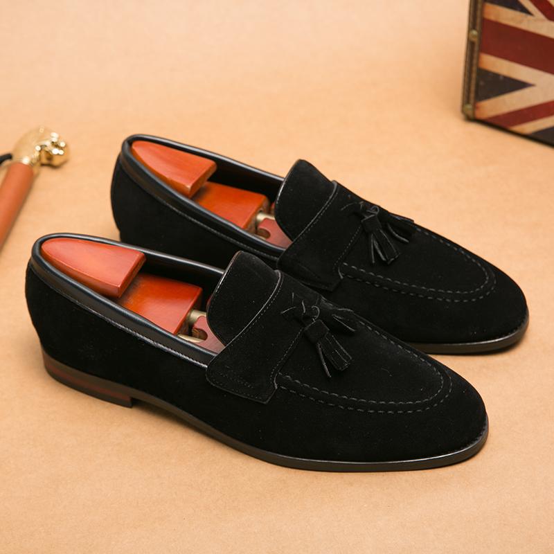 Fashion Genuine Leather Men Dress Footwear Slip On Office Man Formal Shoes Wedding Party Business Flats Breath Driving Loafers Moccasins