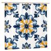Blue Mustard Yellow Flat Pattern Shower Curtain 70.8"X70.8", Durable Polyester, Easy Clean, For Bathroom/Bathtub/Window Decor