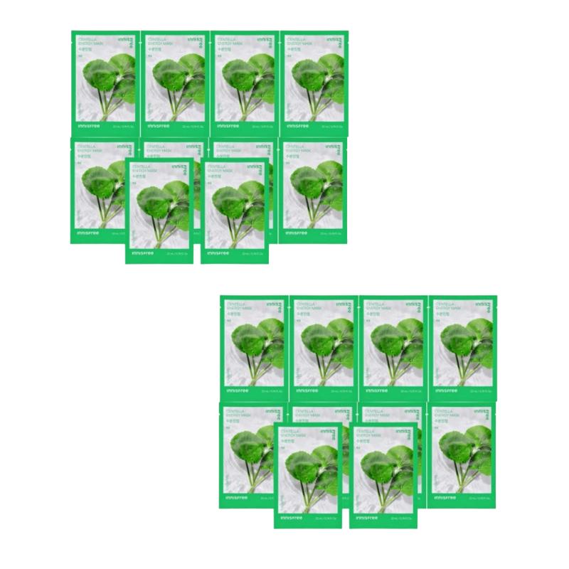 Innisfree Centella Asiatica Energy Mask 22ml x 10 Sheets | Soothing & Repairing Sheet Mask with Cica Extract | Korean Skincare