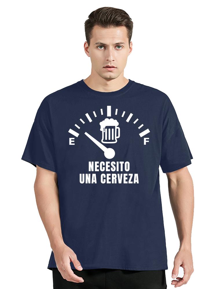 Men's Clothing Streetwear T-shirt Necesito Una Cerveza Print Casual Tshirt Cotton Oversized T Shirt Summer Fashion O-neck Tops