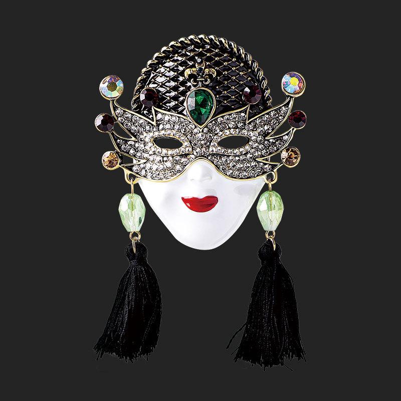 Masque de Reine Rétro Grande Goutte en Cristal Accessoires Industrie Lourde Broche