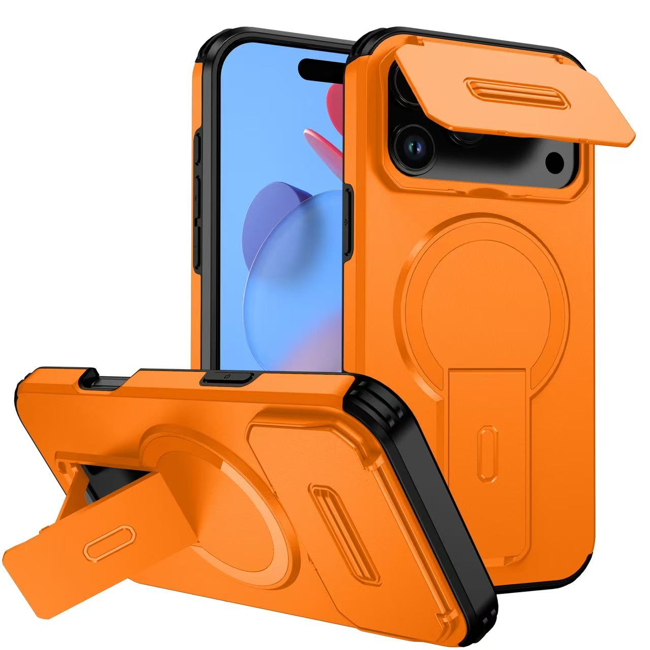 

Sliding window lens protection Bracket For Magsafe Case For iPhone 17 Pro Max Magnetic Wireless Charge Stand Holder Cover Coque iPhone Air помаранчевий