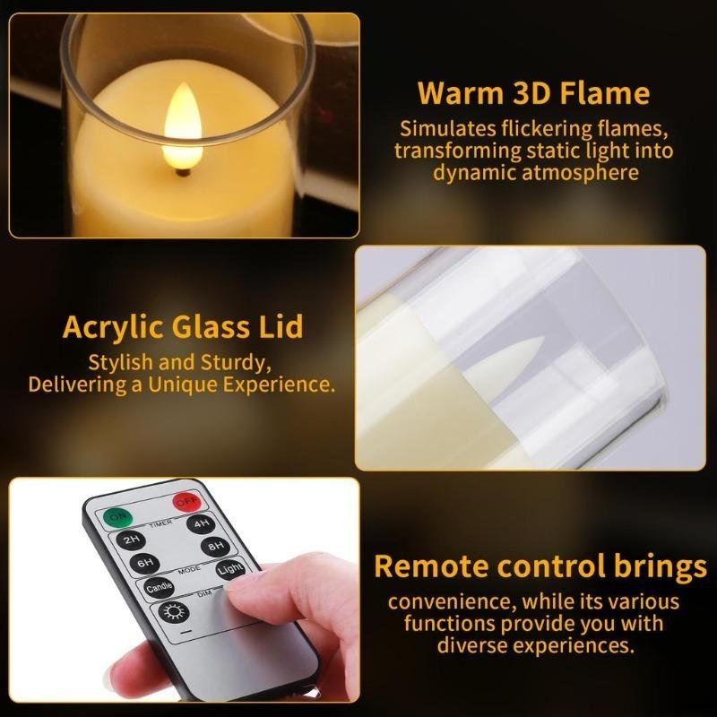 LED Lights Electronic Candles LED Candle Decorations Acrylic Candles Complete set of Remote Control Timers Christmas and Wedding