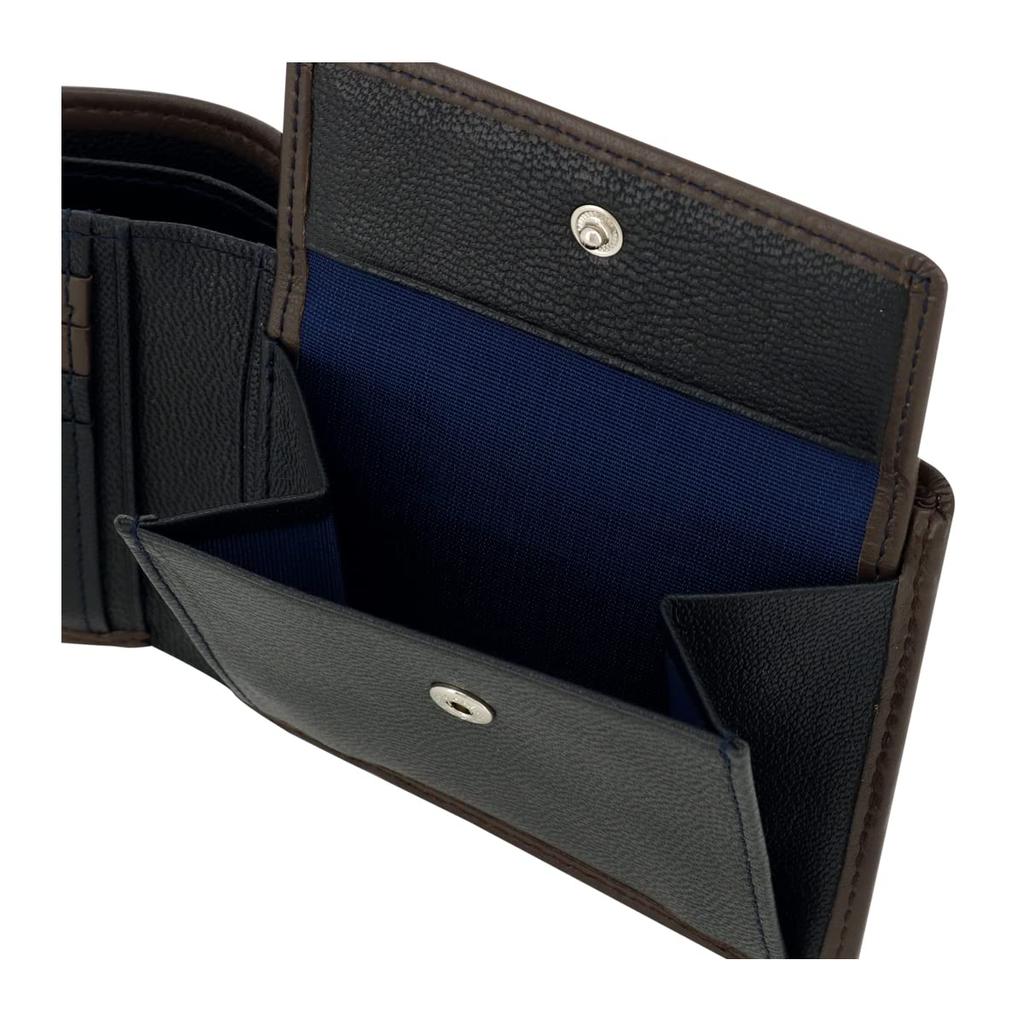 Helena Calm 6483 Bifold Genuine Sheepskin Women's Wallet, Leather, Leather, [01] Black/Khaki