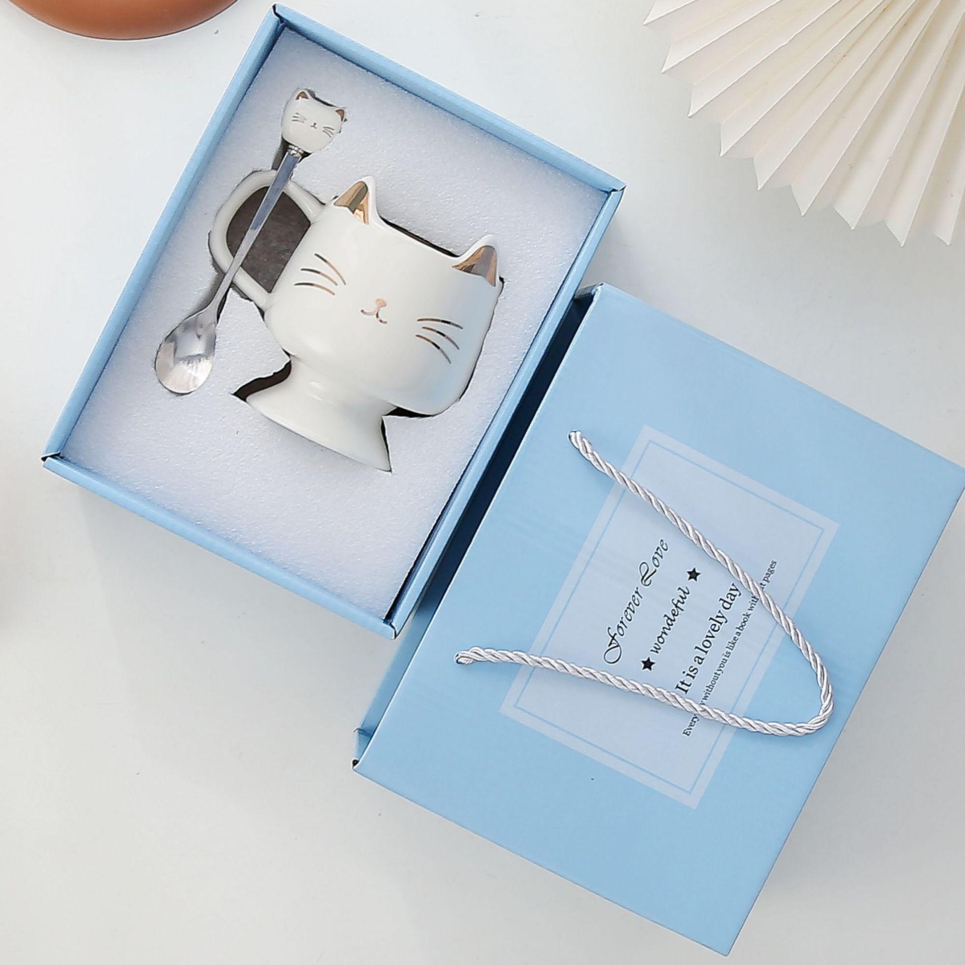 

Cute cartoon cat ceramic cup high value mug couple water cup coffee cup wedding souvenir cup 301-400ml