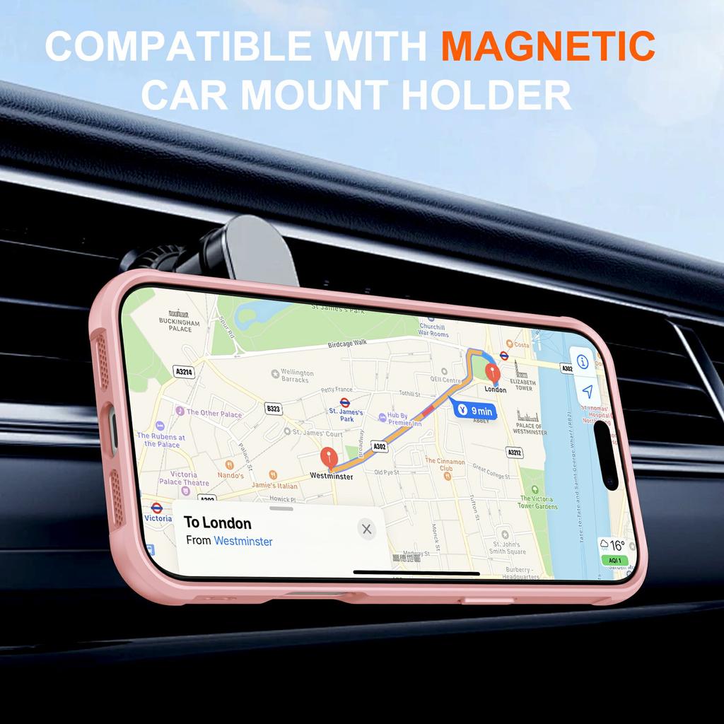 For iPhone 17 Case Compatible with MagSafe Kickstand TPU PC Shockproof Phone Back Cover