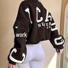 2023 Women's Loose Round Neck Casual Sweatshirt Thick Versatile Letter Print