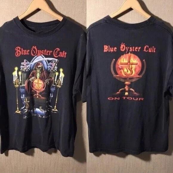 

Blue Oyster Cult в туре Рок-концерт Черная двухсторонняя футболка Ретро стиль Высококлассная Роскошь для мужчин и женщин Топ Y2k 4XL