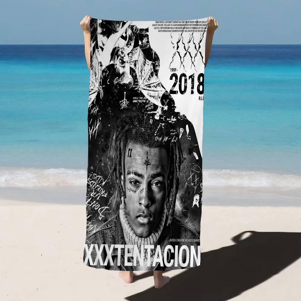 Coperta in Microfibra Hip Hop Z-XXXTentacion Asciugatura Rapida Teli da Spiaggia Stampa Oversize Super Assorbente Coperta Asciugamano per Piscina
