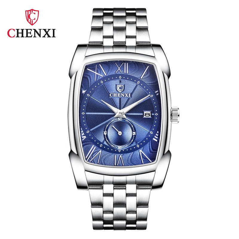 CHENXI 8209 Men's Sport Watches Luxury Retro Square Wristwatches Leather Strap Waterproof Quartz Power Reserve for Casual Sports