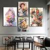 A Girl Who Loves Flowers Decorative Painting Minimalist Aesthetics Print Canvas Painting for Living Room Modern Home Decor