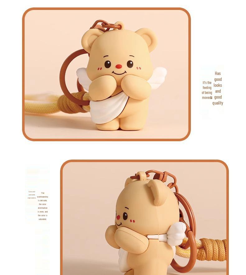 Butter Bear Keychain Ornament – Cute Couple's Backpack & Car Charm