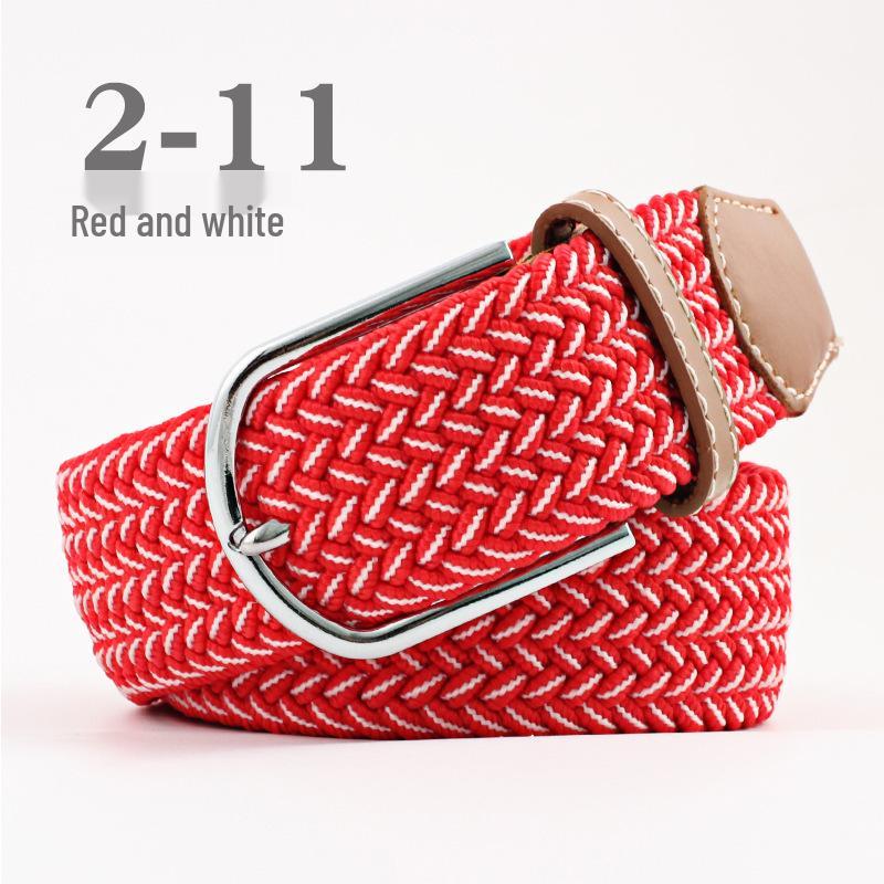 Korean Style Elastic Braided Canvas Belt with Pin Buckle for Men and Women
