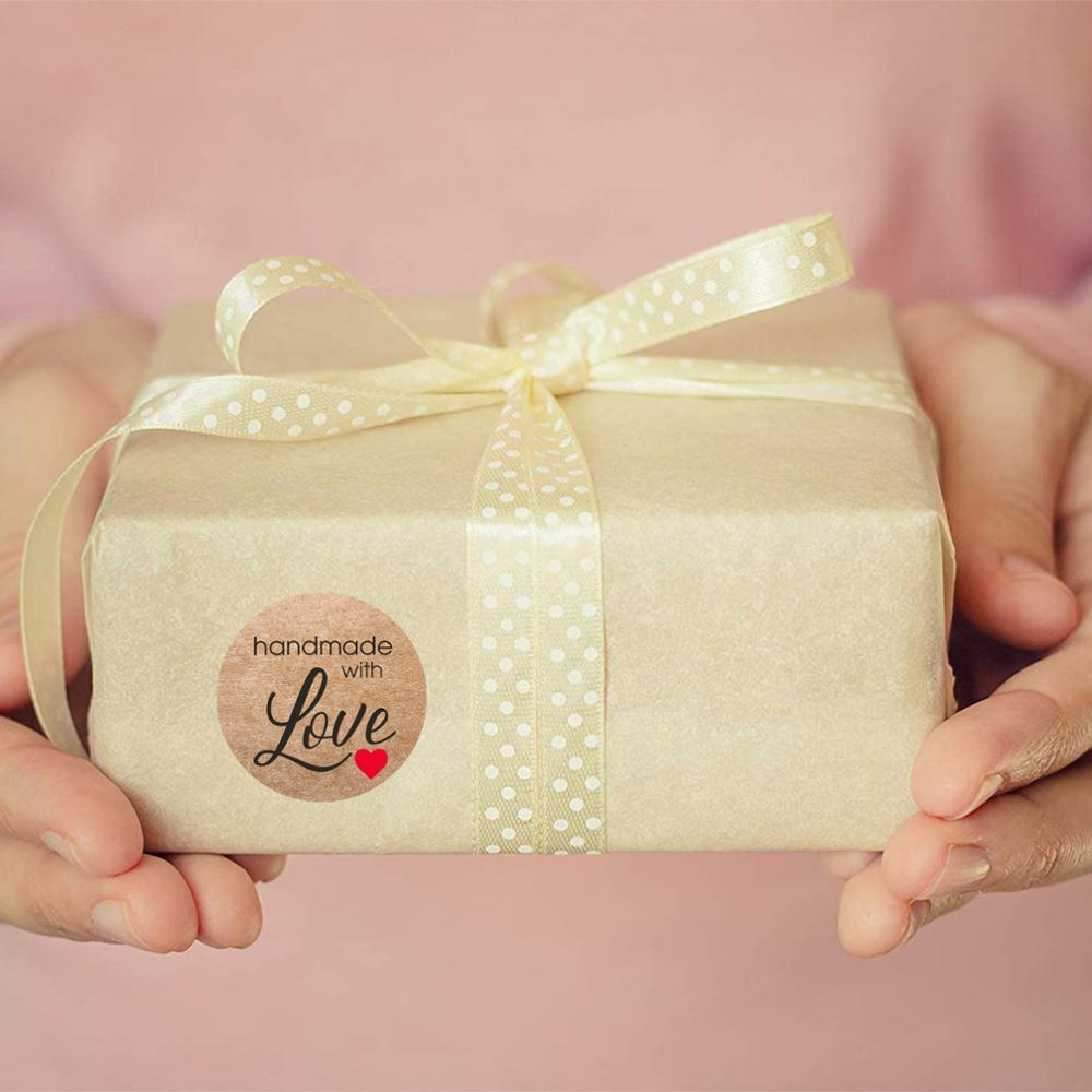 100 à 500 autocollants vintage en papier kraft pour scrapbooking, cadeaux et papeterie. Étiquettes autocollantes faites main avec amour. Merci pour vos autocollants !