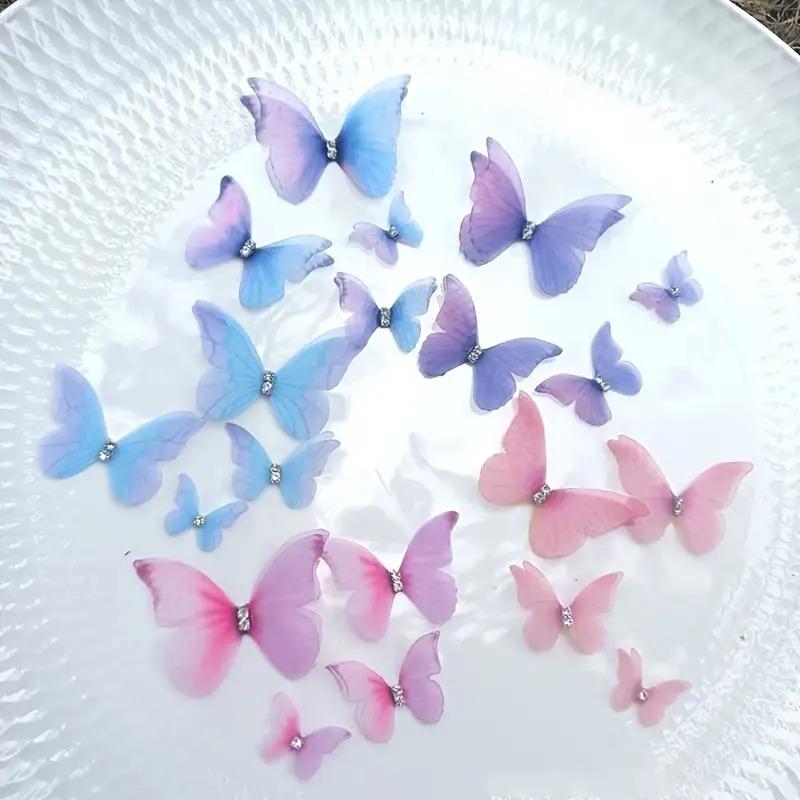 10 elegant 3D butterfly decorations, double-layer polyester fiber butterflies, suitable for DIY handicrafts, headwear