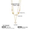 Double-Layer Pearl & Natural Stone Pendant Necklace with Titanium Steel Clavicle Chain