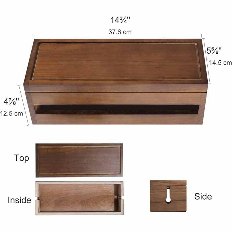 Socket Case Vintage Solid Wood Wiring Box Cable Manager Hub Storage Coffee Paulownia Main Body Home Storage Wooden Storage Box
