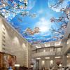 Mural Wallpaper 3d Blue Sky White Clouds Cherry Blossom Ceiling Zenith Mural Living Room Dining Room Home Decor Fresco