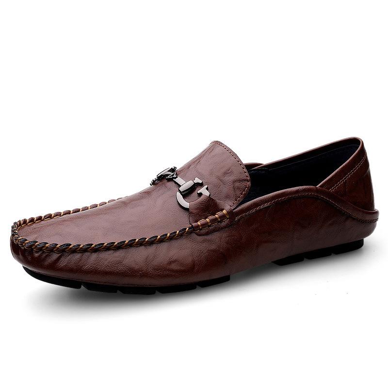 Men's Shoes Doudou Shoes Genuine Leather Men's Foot Cover Soft Leather Soft Sole Lazy Loafer One-pedal Casual Leather Shoes
