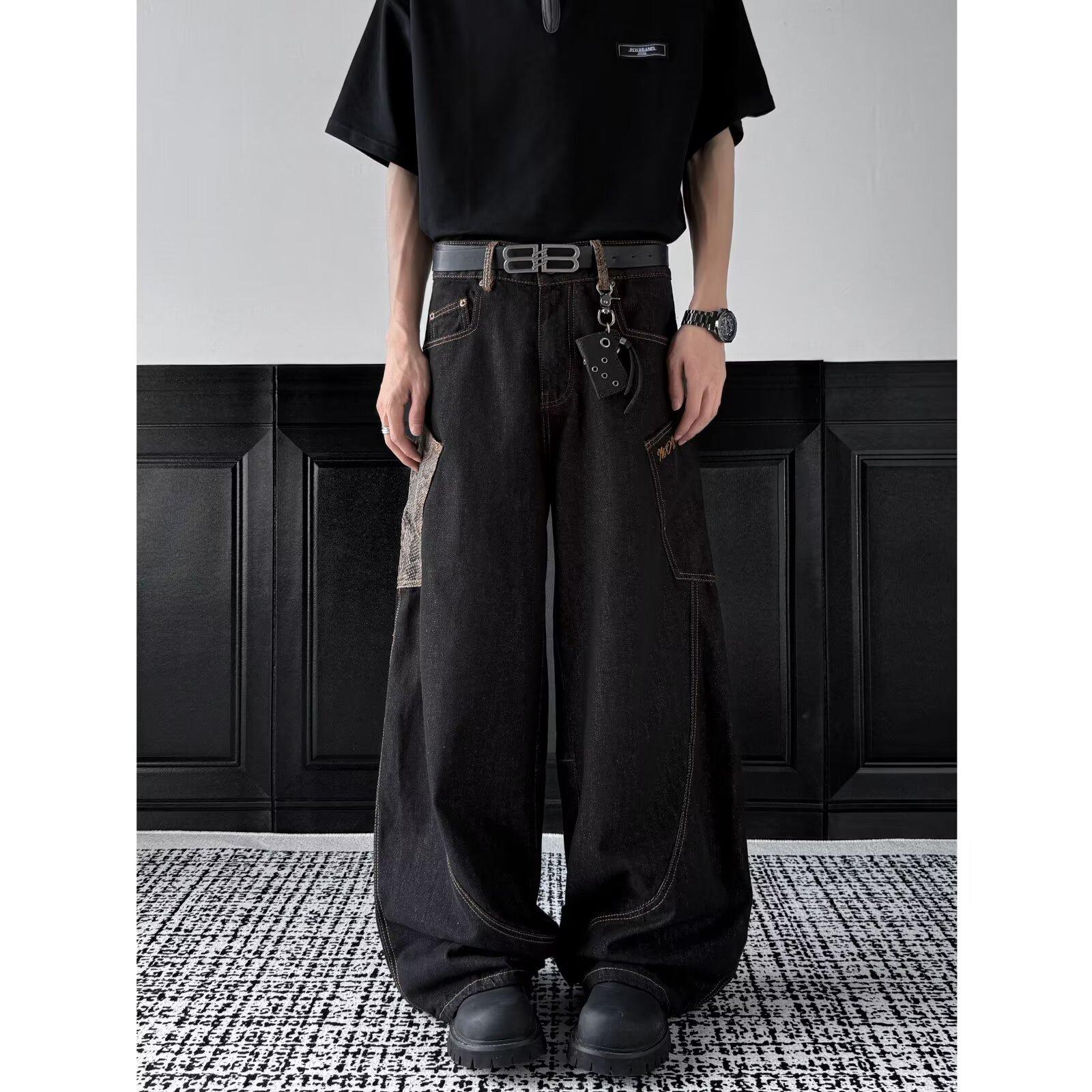 JYL Мужские Джинсы Простые Однотонные Универсальные Свободные Модные Винтажные Деним XXXL банан желтого