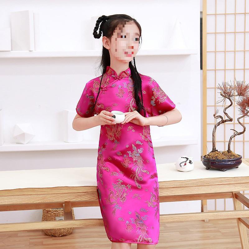 Children's Summer Retro Qipao - Elegant Chinese Princess Dress for Little Girls