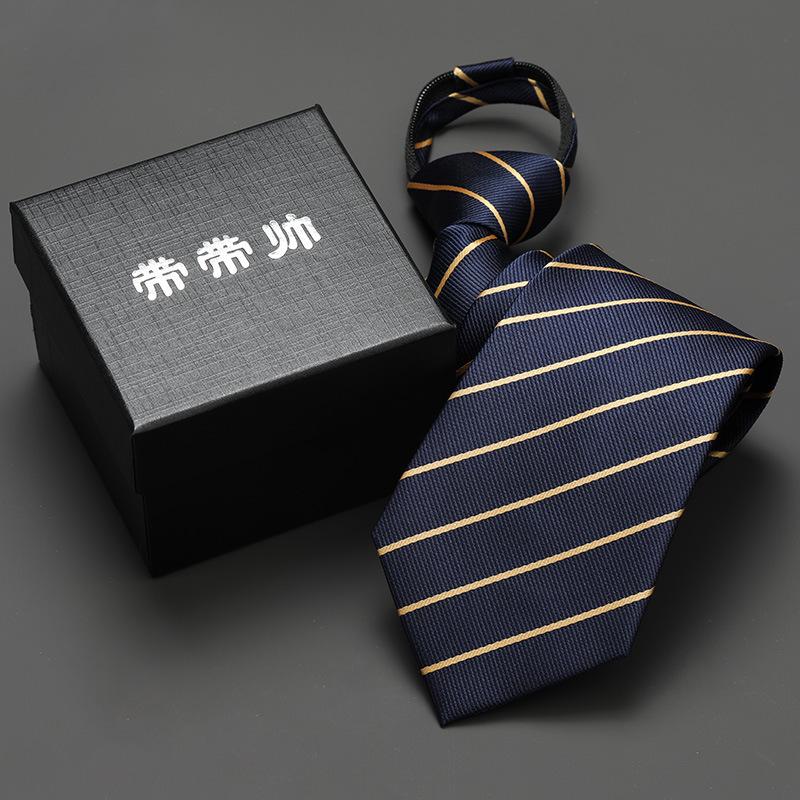 Groom'S Wedding Men'S And Women'S Business Ties, Formal Wear, Black Zipper-Style Korean Version, Narrow Lazy Man, No Stripes, Suit And Tie