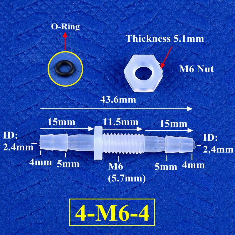 M6-M16 To 3-12mm Direct Connectors With Hex Nut  O-Ring Aquarium Tank Air Pump Adapter Garden Irrigation PP Pagoda Hose Joint