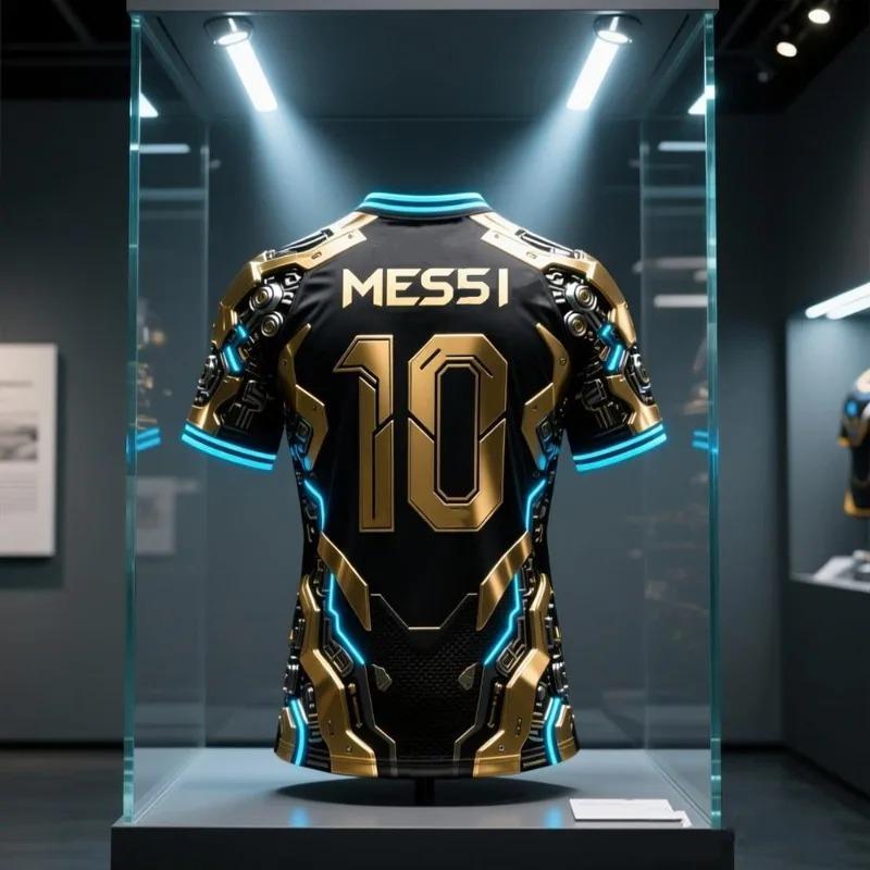 Advanced Mecha Style Messi #10 Summer Men's Short Sleeve T-shirt Quick-Dry Training 3D Print Breathable Outdoor Sports Tee Tops