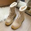 Fashion 2024 Women Winter Snow Boots Warm Flat Platform Lace Up Ladies Women's Shoes New Flock Fur Suede Ankle Boots Plus Size